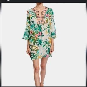 Johnny Was Tropical Print Dress Cover Up